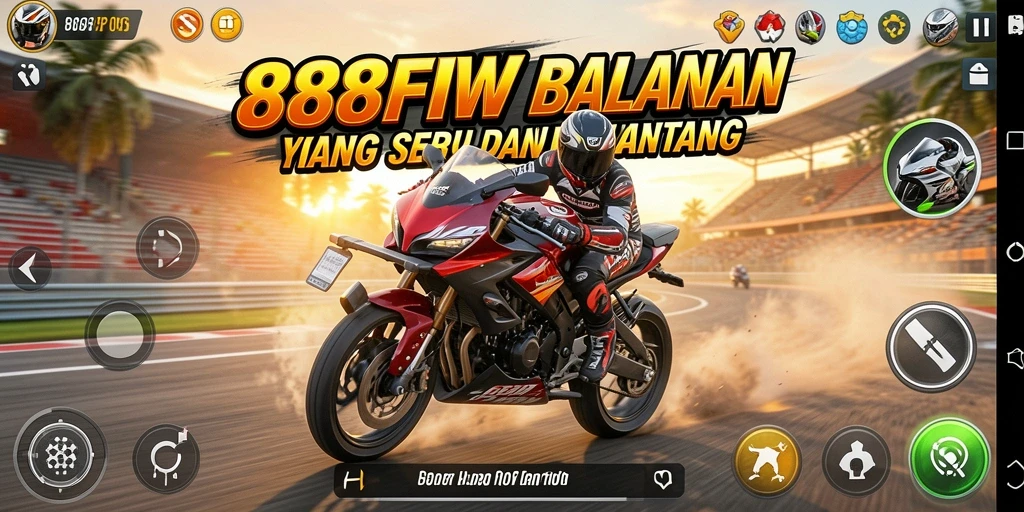 Screenshot utama menampilkan gameplay balapan motor yang mendebarkan.