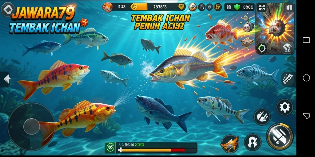 Tampilan gameplay JAWARA79 yang menarik saat berburu ikan.