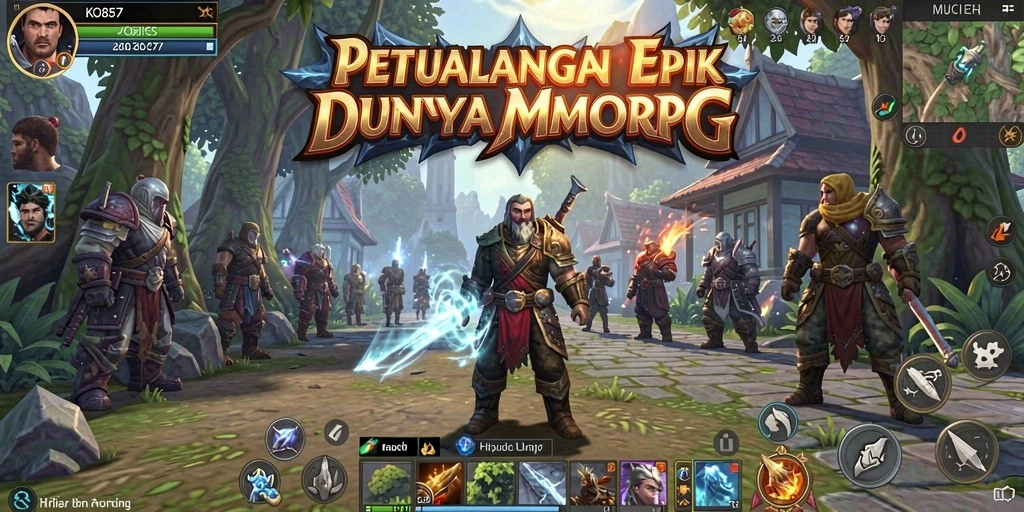 Tangkapan layar KO857 menunjukkan aksi pertempuran seru dalam dunia MMORPG.
