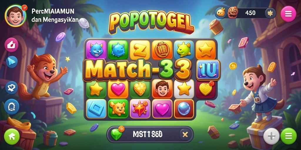 Screenshot utama menunjukkan gameplay Match-3 yang menyenangkan.