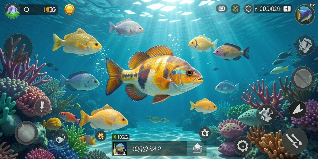 Screenshot QQ222 menampilkan aksi seru saat memancing di danau.