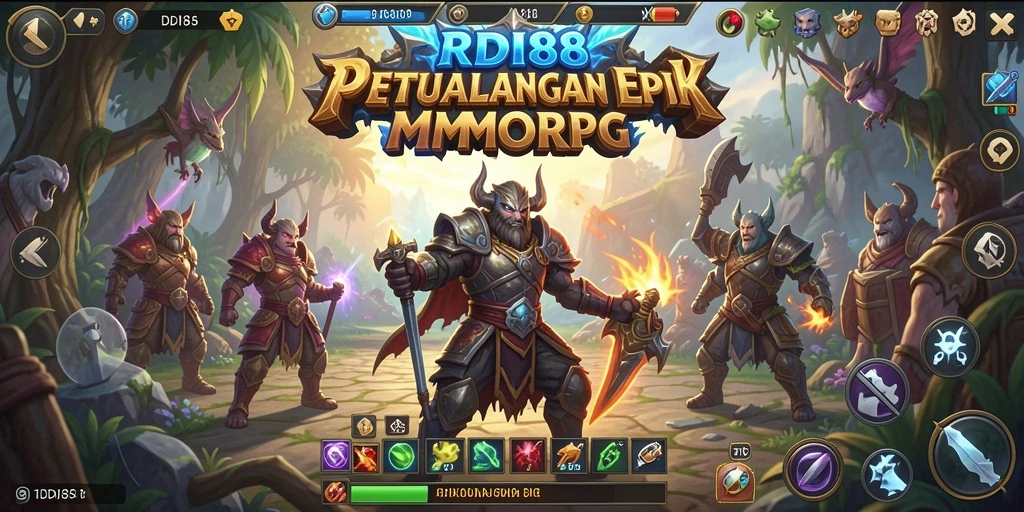 Tangkapan layar RDI88 menunjukkan pertempuran epik di dunia fantasi.