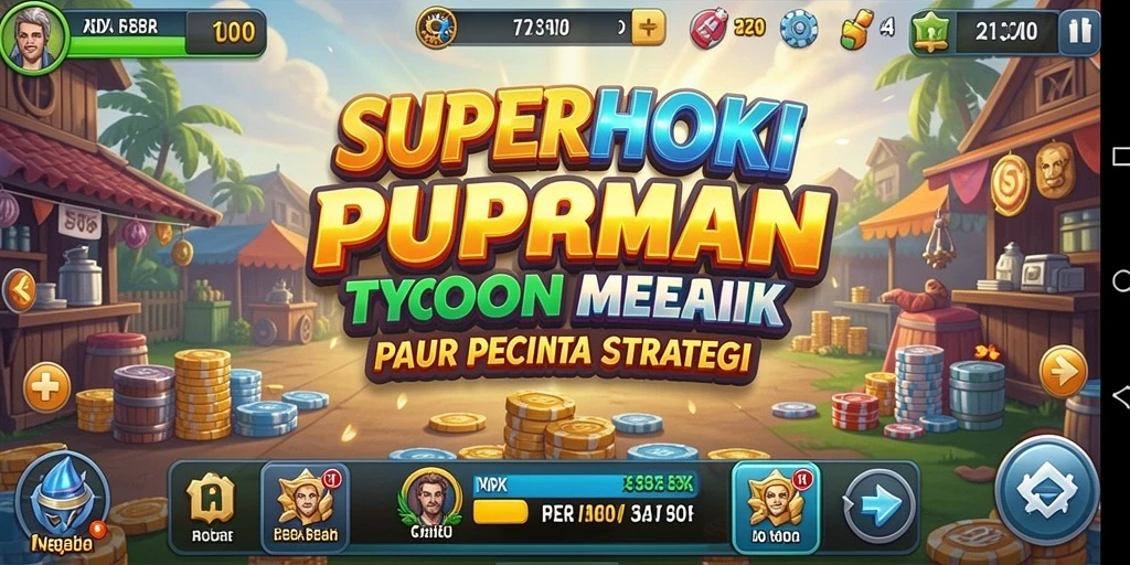 Screenshot gameplay SUPERHOKI menunjukkan strategi yang mendalam dan keputusan bisnis.