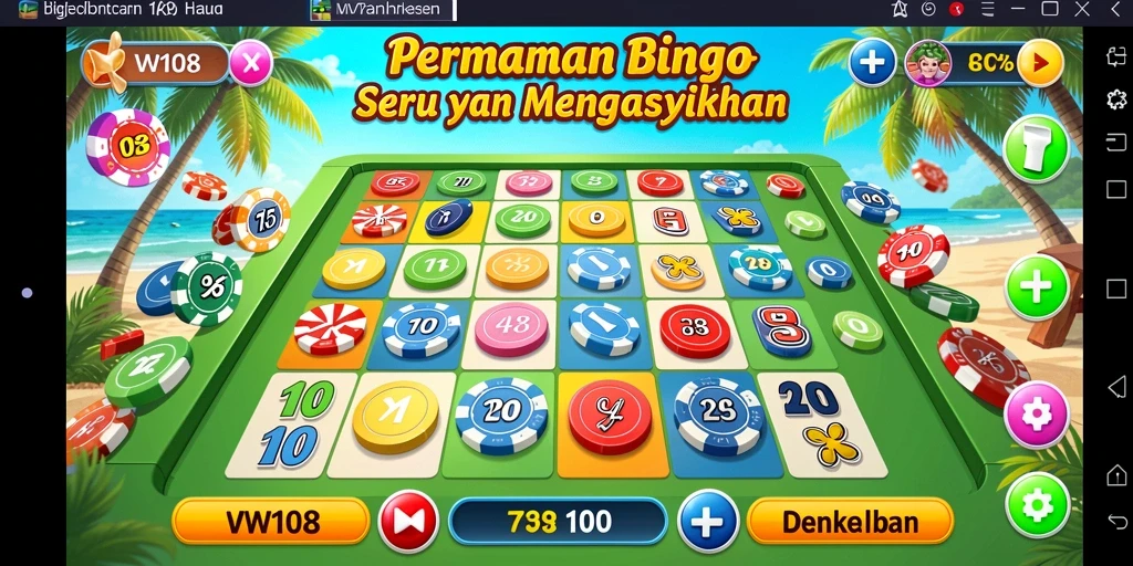Screenshot VW108 menampilkan pengalaman bermain Bingo yang asyik dan interaktif.